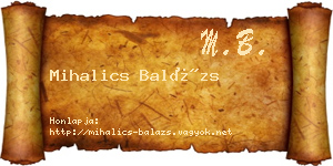 Mihalics Balázs névjegykártya